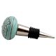 Sea Green Brown Leaf Flower Etched Ceramic Wine Stopper (Pack Of One Piece)